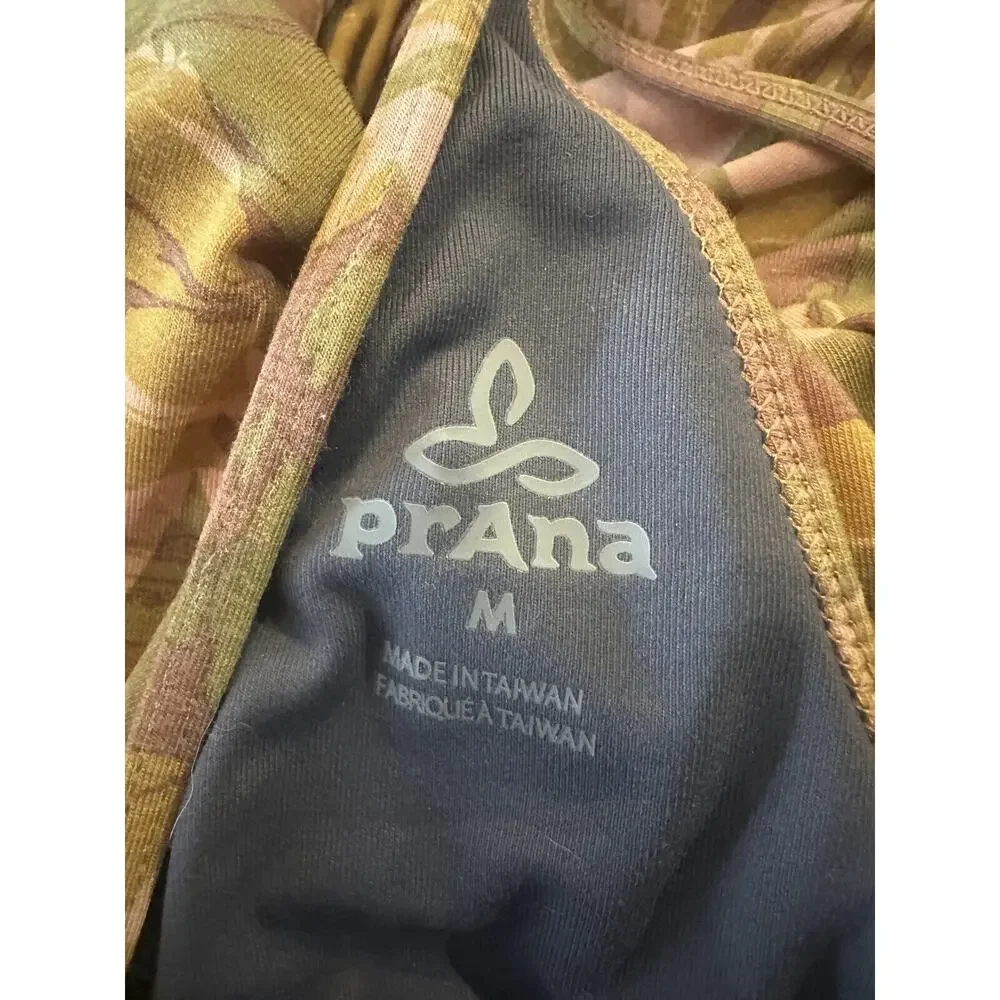 Prana Ayla Dress Racerback Tropical Green Brown Stretch Medium Resort Cruise - Picture 7 of 16